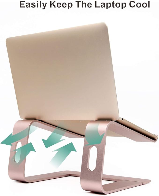 Laptop Stand, Ergonomic Aluminum Laptop Mount Computer Stand, Detachable Laptop Riser，Notebook Holder Stand All 10-17.3" Laptops(Rose Gold)