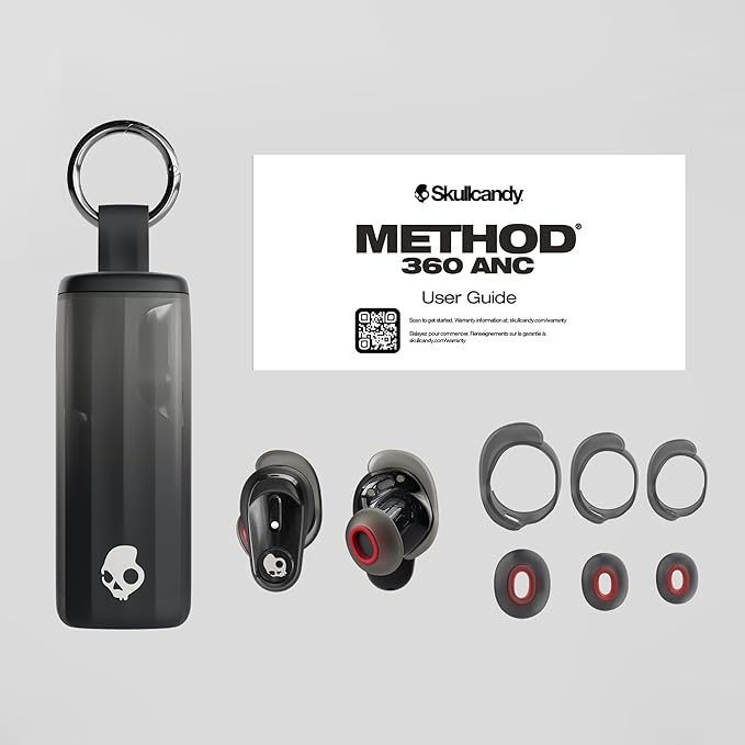 Skullcandy Method 360 ANC Wireless Earbuds, Sound by Bose, Bluetooth Headphones, Premium Noise Cancelling, Up to 40 Hrs Battery, Sweat and Water Resistant, Microphone for iPhone Android - Primer