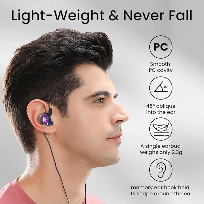 Gaming Earbuds with Mic,Universal 3.5mm HiFi Sport Headphones in Ear Earphone for Running with Microphone Headset Music Earbuds (with mic, Purple)