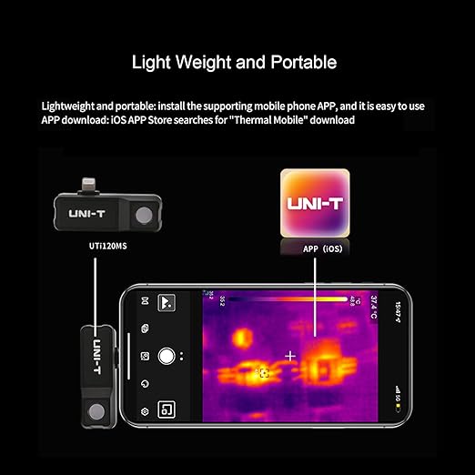 UNI T UTi120MS Thermal Camera for iPhone iOS, Infrared Cameras Thermal Imaging, 120X90 IR Resolution,Thermal Imager,-4°F~1022°F Temperature Range,25Hz Frame Rate,Support Video Recording