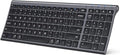 iClever BK10 Bluetooth Keyboard, Wireless Rechargeable Ultra-Slim Keyboard with Long Battery Life, Compatible with iOS, Android, Windows, Mac for iPad, Tablet, Laptop, PC, Phone (Gray Black)
