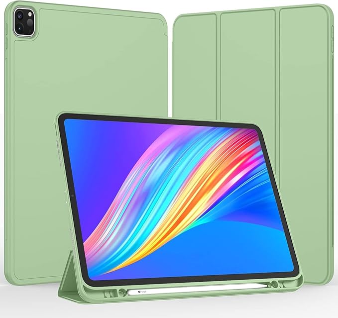 iMieet iPad Pro 13 Inch Case (M5/M4) 2025/2024 with Pencil Holder, Trifold Stand Smart Case with Soft TPU Back, Auto Wake/Sleep (Matcha Green)
