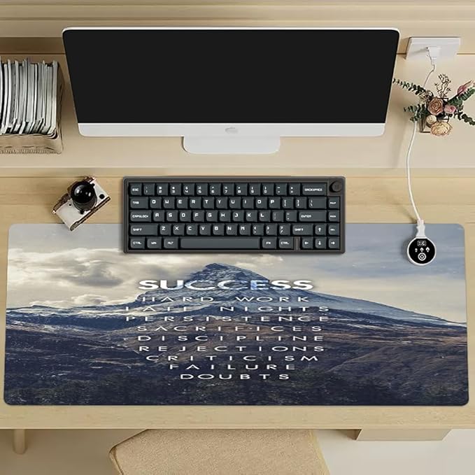 Success Mountain Desk Mat,Inspirational Large Mouse Pad 31.5"x15.7" Extended Gaming Mouse Pad Mat with Non-Slip Base Stitched Eges Mousepad for Computer,Office,Keyboard and Laptop Blue