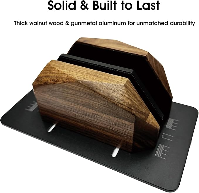 Walnut Wood Vertical Laptop Stand, Dual Slot Wooden Laptop Holder Vertical for Desk, Width Adjustable Dock Compatible with MacBook Pro and Universal Gaming Laptops