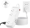 2 Prong Power Strip - 2 Prong to 3 Prong Outlet Adapter, 2 Prong Extension Cord with USB C, Surge Protector 1875W with 6 Outlets 3 USB, Three Prong Adapter 5ft, Wall Mount, Non Grounded, Old House