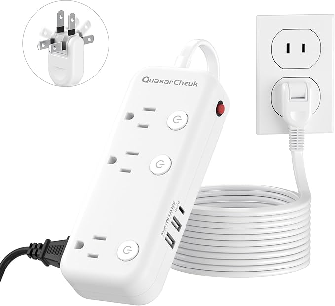 2 Prong Power Strip - 2 Prong to 3 Prong Outlet Adapter, 2 Prong Extension Cord with USB C, Surge Protector 1875W with 6 Outlets 3 USB, Three Prong Adapter 5ft, Wall Mount, Non Grounded, Old House
