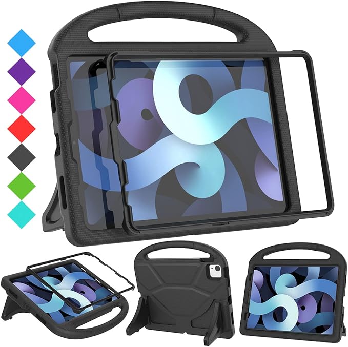 SUPLIK Kids Case for iPad Air 5th/4th Generation (10.9 inch,2022/2020), Built with Screen Protector, iPad Air 5 Kidproof Case with Handle Stand for Apple iPad Air Gen 4/5&Pro 11 Old Version, Black
