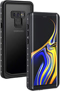 Lanhiem Galaxy Note 9 Phone Case, IP68 Waterproof Dustproof Shockproof Case with Built-in Screen Protector, Full Body Sealed Underwater Protective Clear Cover for Samsung Galaxy Note 9 (Black/Gray)
