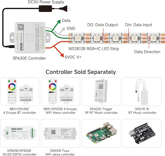 BTF-LIGHTING WS2812B IC RGB LED Strip,UL Listed,Pure Gold Wires,DC5V 3.28FT 144LED 5050SMD,Individually Addressable,Flexible for DIY Chasing Full Color Project,IP67(No Adapter or Controller)