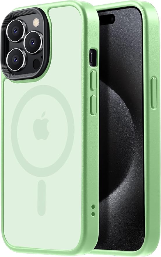 Tigowos for iPhone 15 Pro Max Phone Case Fits MagSafe 10FT Drop Resistant Matte Skin Feeling Back Cover for iPhone 15 Pro Max Case，Matcha Green