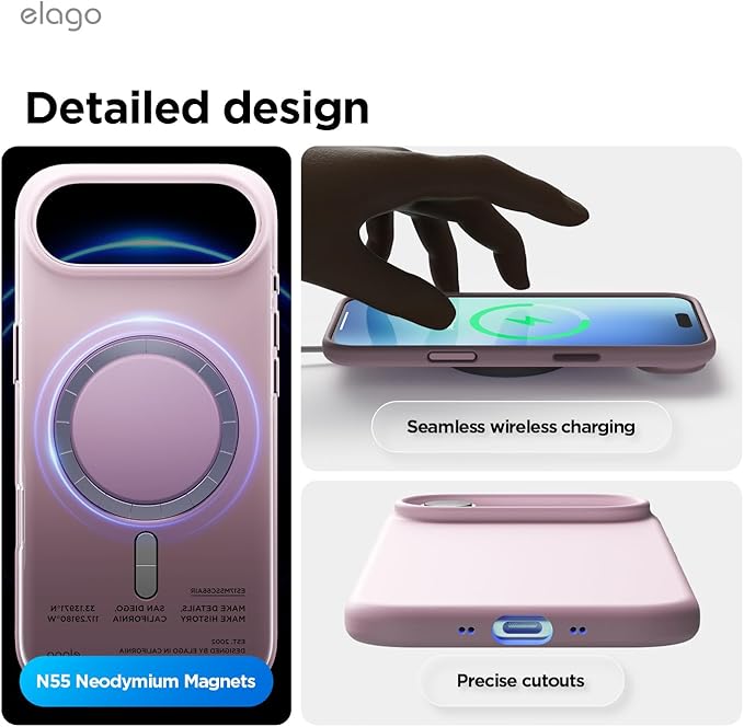 elago for iPhone Air Case, Premium Magnetic Silicone Case, Compatible with MagSafe, Liquid Silicone Material, Protective Cover, Shockproof, Slim Phone, 6.5 inch (Light Lilac)