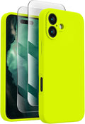 FireNova Designed for iPhone 16 Case, Silicone Upgraded [Camera Protection] Phone Case, Soft Anti-Scratch Microfiber Lining Inside, 6.1 inch, Fluorescent Green