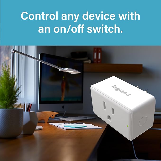 Legrand Radiant® Wi-Fi Matter Smart Plug Matter Hub Required 15A, Easy Setup, Enhanced Compatibility with Apple HomeKit, Google Home, Alexa & SmartThings, Easy Wi-Fi Connectivity w/Matter (1 Pack)
