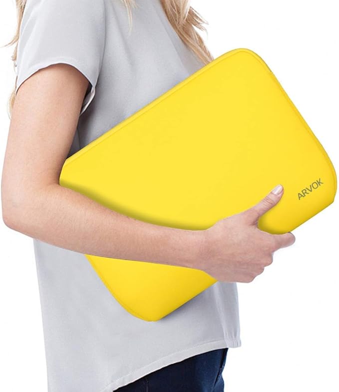 Arvok 11 11.6 12 Inch Laptop Sleeve Case for MacBook Air 12, Water-Resistant Neoprene Notebook Computer Tablet Sleeve, Carrying Bag Cover for Chromebook/HP/Dell/Lenovo/Asus/Acer, Yellow