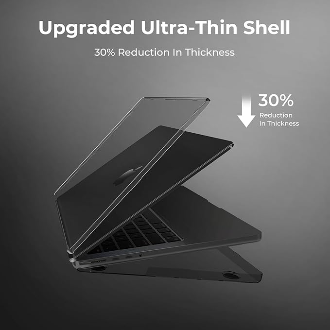 EooCoo Case Compatible with MacBook Pro 14 inch M5 2026 2025-2021 M4 M3 M2 M1 Pro/Max Chip, Crystal Clear Hard Shell, Easy to Install, Sturdy Laptop Protective Cover Case - Crystal Black