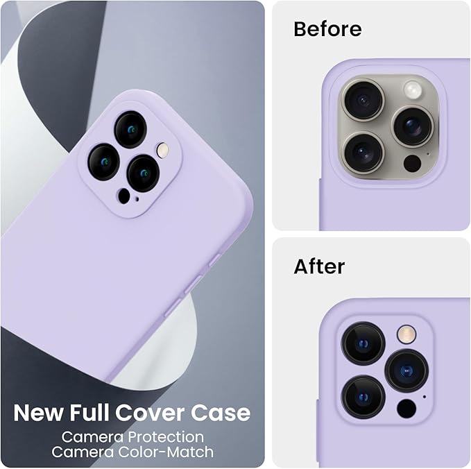 FireNova Designed for iPhone 16 Pro Case, Silicone Upgraded [Camera Protection] Phone Case, Soft Anti-Scratch Microfiber Lining Inside, 2024, Clove Purple