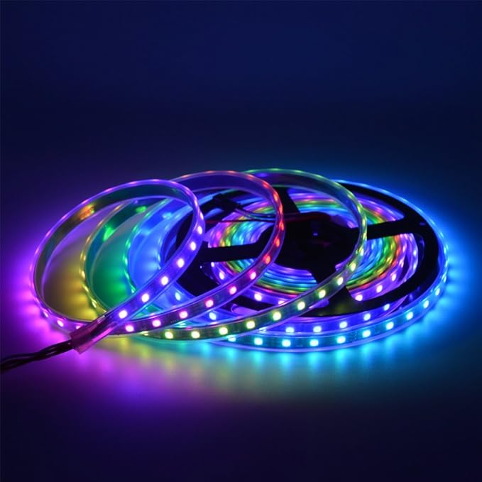 WS2811 LED Strip 16.4ft 5M 300LEDs WS2811 5050 RGB SMD Digital Dream Color Addressable Flexible LED Strip Light IP67 Waterproof DC12V with Mini Controller
