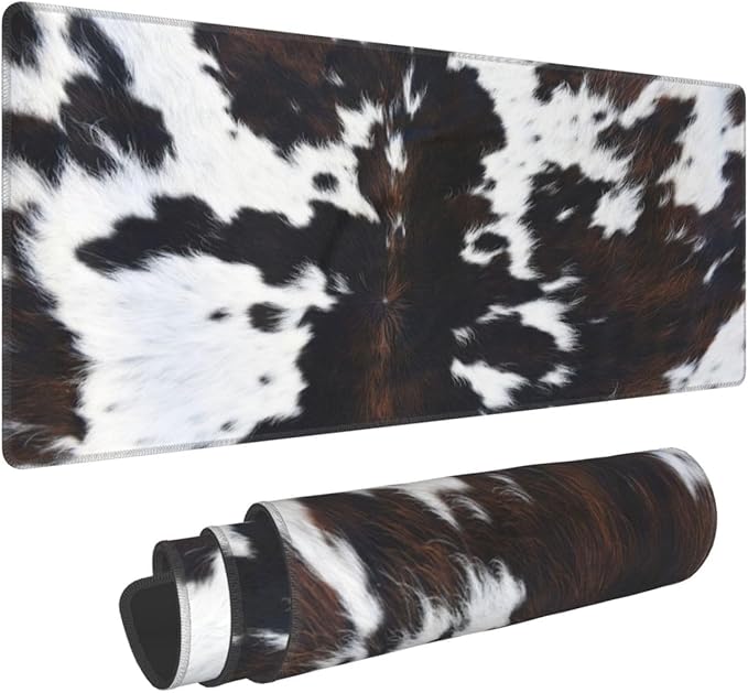 Cow Gaming Mouse Pad Extended Large Mouse Mat 31.5 X 11.8 Inch Nonslip Rubber Base Long Desk Pad Stitched Edges Mousepad Mice Pad for Office Home Game
