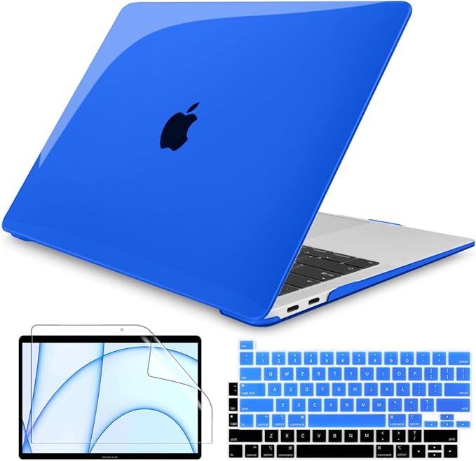 Teryeefi Case for 2022 2021 2020 MacBook Pro 13 inch M1 M2 Chip A2338 A2289 A2251 A2159 A1989 A1706 with Touch Bar 2016-2019 Release, Plastic Crystal Hard Shell & Keyboard Skin, Crystal Deep Blue