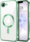 Hython Magnetic Clear for iPhone 17e Case with Camera Lens Protector [Compatible with MagSafe] Luxury Plating Edge Slim Soft TPU Cover Protective Phone Case for iPhone 17e 6.1", Light Green