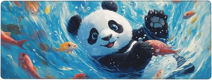 Cute Panda Mouse Pad XL Large Mousepad Non Slip Rubber Base Desk Mat for Laptop Computer Gaming 31.5" X 12"