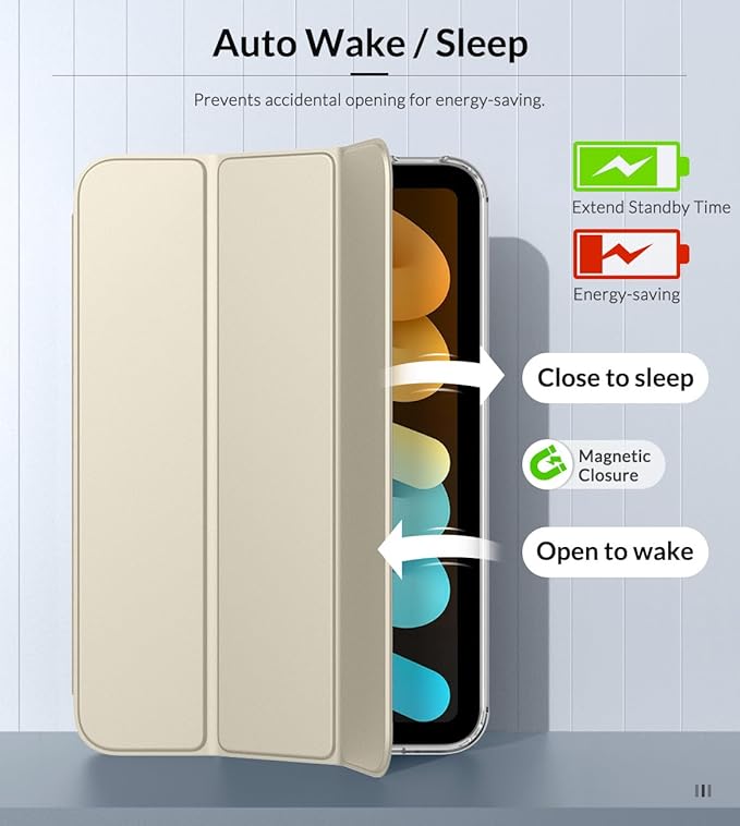 MoKo Case Fit New iPad mini 7 (A17 Pro) 2024, iPad mini 6th Generation Case 2021 (8.3-inch), iPad mini 6 Case, Soft TPU Translucent Frosted Back Cover Case for iPad mini 7th, Champagne Gold
