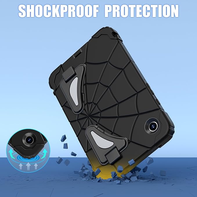 AKABEILA Compatible with Samsung Galaxy Tab A11 2025 8.7 inch Tablet Case，Lightweight Shockproof Rugged Protective Cover with Kickstand for Kids Children Boys Babies Black