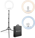 Lume Cube LED Ring Light for Videos, Selfies, Live Streaming |18” Circle Light with Stand, Phone Holder, and Camera Mount | Portable + 6.5 ft Tripod Stand and Travel Case | Battery Not Included