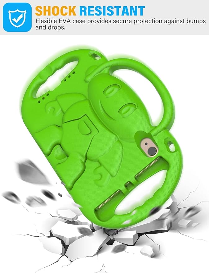 Kids Case for iPad mini 7 (A17 Pro) 2024/ Mini 6 2021, iPad mini 7th/6th Generation Case with Shoulder Strap - Durable Shockproof with Handle Stand Protective Cover for iPad 8.3 Inch, Green