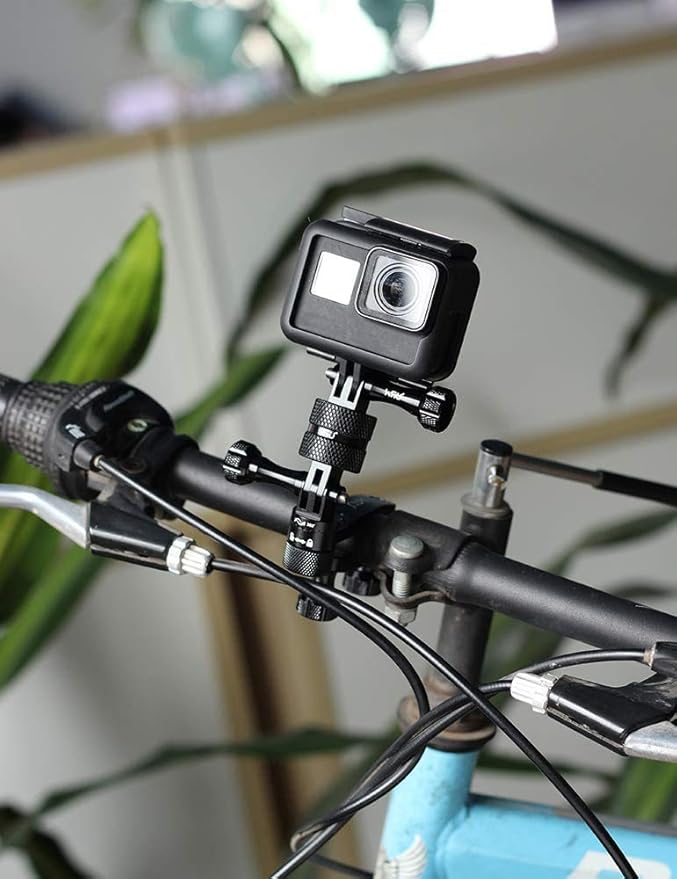 HSU Aluminum 360 Degree Rotation Camera Mount, Vertical Metal Swivel Tripod Adapter Compatible with GoPro Hero 13/12/11/10/9/8/7/6/5 Session AKASO Campark DJI and Other Action Cameras