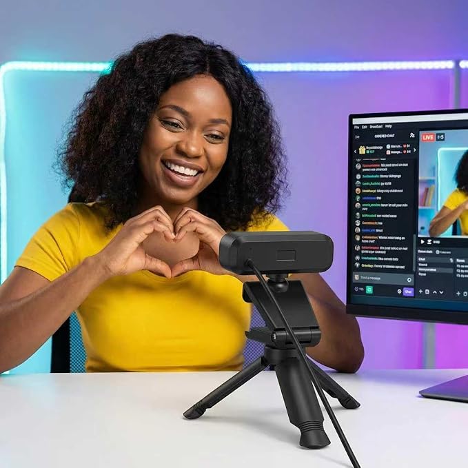 Gohero 4K Webcam with Dual PDAF Autofocus, 2 Noise Reduction Mics, Auto Light Correction, Privacy Cover, 83° FOV, USB-A, for PC, Mac, Laptop, Video Calls Pro Series