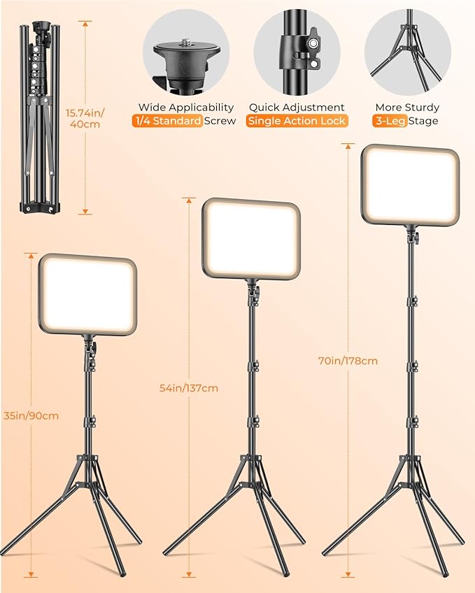 Torjim 12'' LED Video Light Kit | High Brightness | 5 Lighting Modes | 3000-6500K Studio Lights with Tripod Stand, Phone Holder &Wireless Remote | Professional Photography Lighting for Video Recording