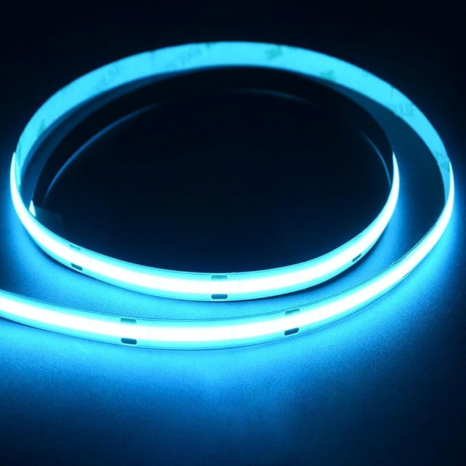 16.4FT5M COB Flexible LED Strip Light DC12V24V 528ledsm Bendable Tape (12V, Ice Blue)