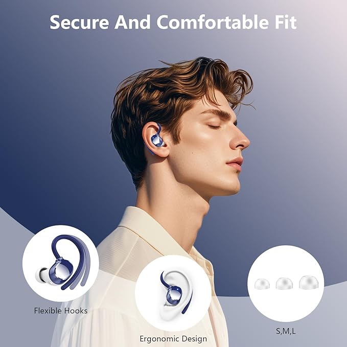Wireless Earbuds, Bluetooth 5.4 Sport Headphones, 128H Playtime Over Ear Buds for Small Ear, Stereo Deep Bass, Sport Wireless Bluetooth Earphones, IPX7 Waterproof Running Headphones for iOS Android