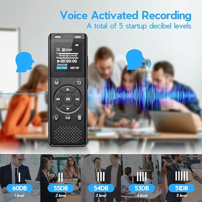 Tonfarb 64GB Digital Voice Recorder with Playback,Audio Recording Device for Lectures Meeting/Classes/Interviews,Tape Recorder with Voice Activated,Password,Noise Reduction,A-B Repeat,MP3 Player Etc