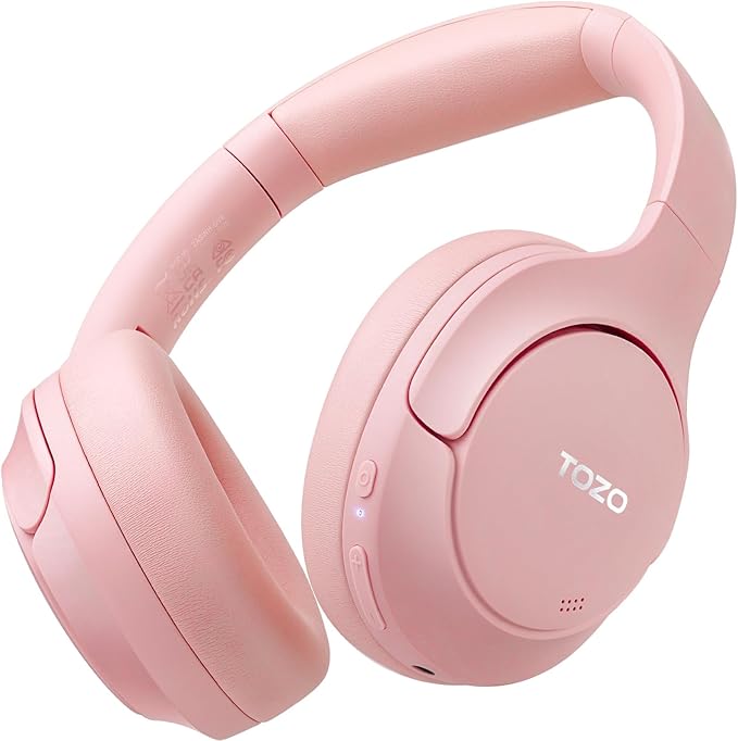 TOZO Hybrid Active Noise Cancelling Headphones, Wireless Over Ear Bluetooth Headset, 60H Playtime, Hi-Res Audio Custom EQ via App Deep Bass Comfort Fit Ear Cups, for Home Office Travel