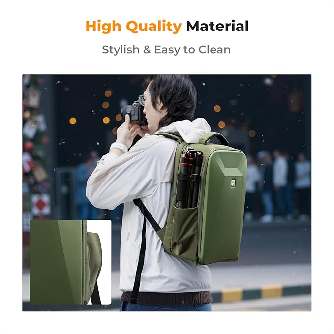 K&F CONCEPT Camera Backpack,Hardshell Photography DSLR Camera Bag with 15-15.6 Inch Laptop Compartment Hard Shell Camera Case Compatible with Canon/Nikon/Sony/DJI Mavic Drone