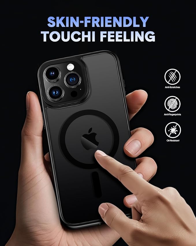 for iPhone 16 Pro Case,Compatible with MagSafe, Includes Tempered Glass Screen & Lens Protectors, Translucent Matte Anti-Fingerprint, Slim Full-Body Military Grade Shockproof case