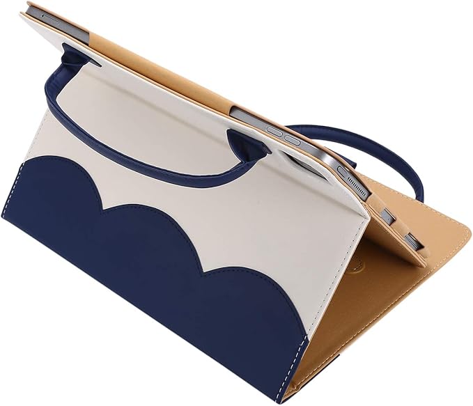 Handbag Case for iPad Pro 13" (M5/M4) 2025/2024, Air 13" M2 M3, iPad Pro 12.9-inch 2018-2022, Techcircle Cute Bowknot Pocket Wallet Design Folio Stand PU Leather Carrying Case, Auto Sleep/Wake, Blue