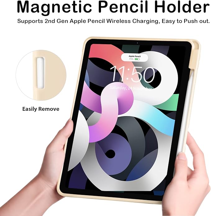 Cases for iPad Pro 12.9 Case 6th/5th/4th Generation (2022/2021/2020) with Pencil Holder [Apple Pencil Wireless Charging] Soft TPU Smart Tri-fold Stand Protective Cover(Champagne Gold)
