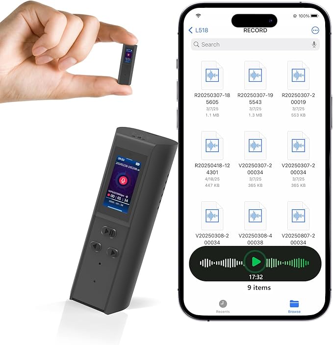 128GB Digital Voice Recorder with Playback: Magnetic Audio Recorder with AI Noise Cancellation, 230 Hours Continuous Recording Device, Voice Activated Recorder for Lectures Meetings Interviews
