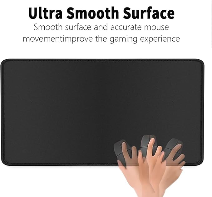 Rcege Large Mouse Pad for Desk - Gaming Mouse Pad with Stitched Edges, Anti-Slip Base for Keyboard and Mouse(Black, 31.5L x 15.8W inches)