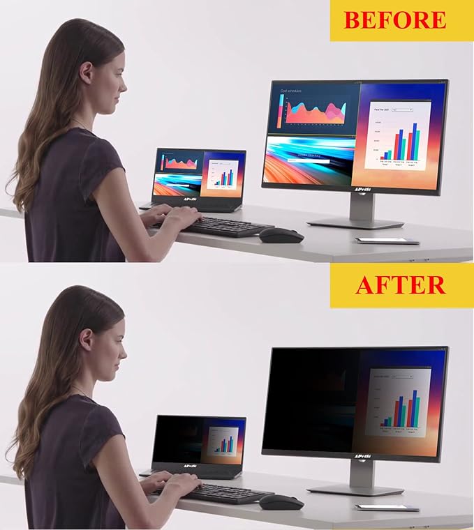 24 Inch Privacy Screen Filter for Widescreen 16:9 Monitor | Privacy Shield | Anti-Glare | Anti-Blue light Protector | Anti-SPY | Eye Protection | Computer Security Private Filter