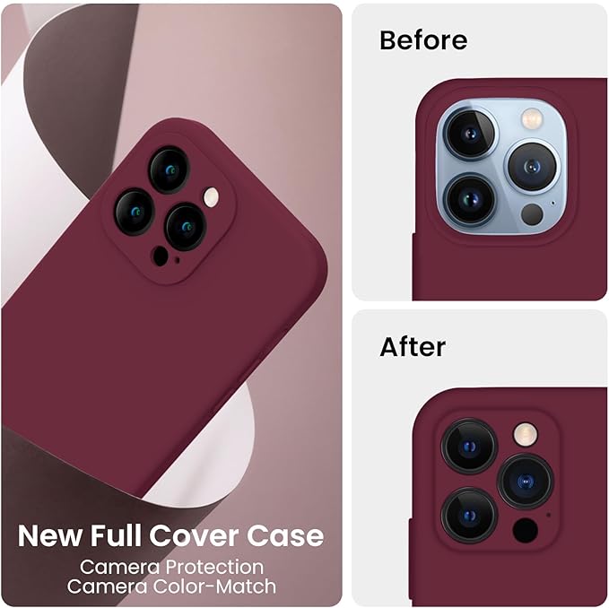 FireNova Designed for iPhone 13 Pro Max Case, Silicone [Camera Protection] Phone Case, Soft Anti-Scratch Microfiber Lining Inside, 6.7 inch, Plum