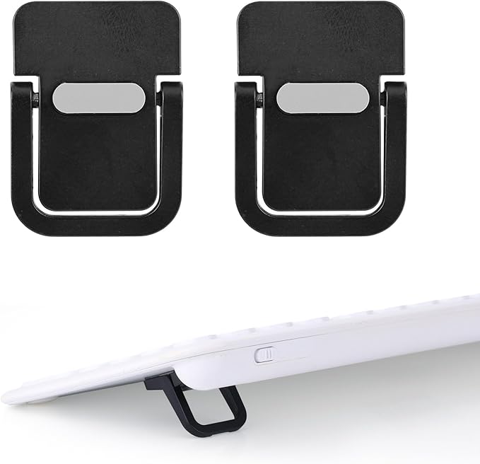 Penitue 2pcs Mini Portable Laptop Stand, Zinc Alloy Foldable Laptop Keyboard Riser Self-Adhesive Kickstand Invisible Computer Notebook Holder Lift for Desk Keyboards Laptops Support