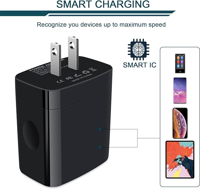 USB Wall Charger, 2-Pack AILKIN 4.8A 4-Port USB Plug Cube Brick Charging Box Wall Charger Plug, Charging Block for iPhone 17 16 15 14 13 Pro Max 12 11Pro Max/XR Plus, Samsung Galaxy S23 S22 S21