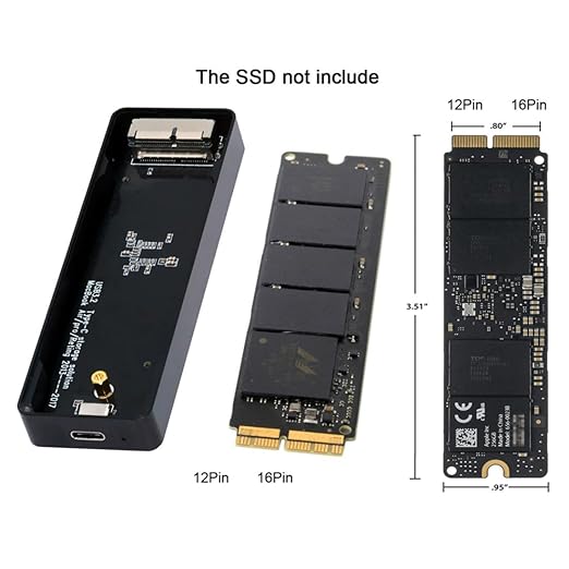 chenyang 12+16Pin MAC SSD to USB 3.2 Gen 2x2 20Gbps Mobile HDD Case Enclosure Adapter for MAC Air Pro 2013 2014 2015 2016 SSD