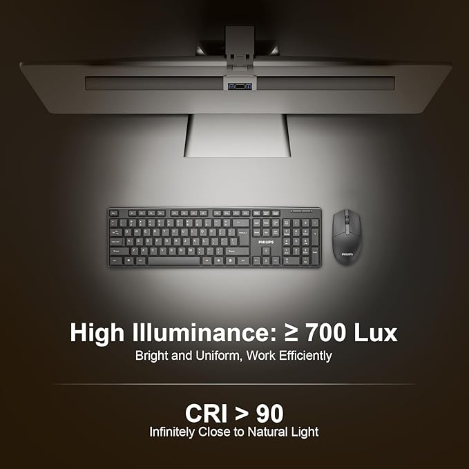 Computer Monitor Lamp 16“, Hand-Sweep Sensor Function, LED Screen Monitor Lamp for Eye Caring, 5 Adjustable Brightness & 5 Color Temperature, Touch Control USB Powered Screen Bar for Desk & Office