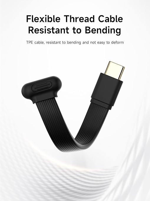Hagibis 180 Degree Short Flat USB 4 Cable, 240W Fast Charging U-Type USB-C Cable, 80Gbps Data Transfer, 8K@60Hz Video Display for iPhone 17 16 15 Pro Max, Thunderbolt 5/4/3 Hub, External SSD (0.18ft)