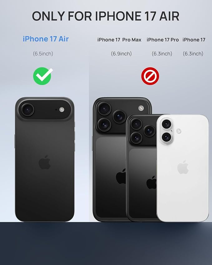 Lanhiem Magnetic for iPhone Air Phone Case, IP68 Waterproof Dustproof Phone Case, [Compatible with Magsafe] [Built-in Screen Protector] Full Body Heavy Duty Rugged Phone Cover 17 Air 6.5 inch, Black